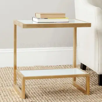 

Nordic Living Room Sofa Corner Coffee Table Iron Glass Creative Side Table Bedroom Simple Bedside Table Square Table