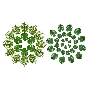 

48 Pcs Artificial Plant Tropical Leaves Simulation Leaf & 24 Pcs Artificial Simulation Tropical Monstera Plant Leaves