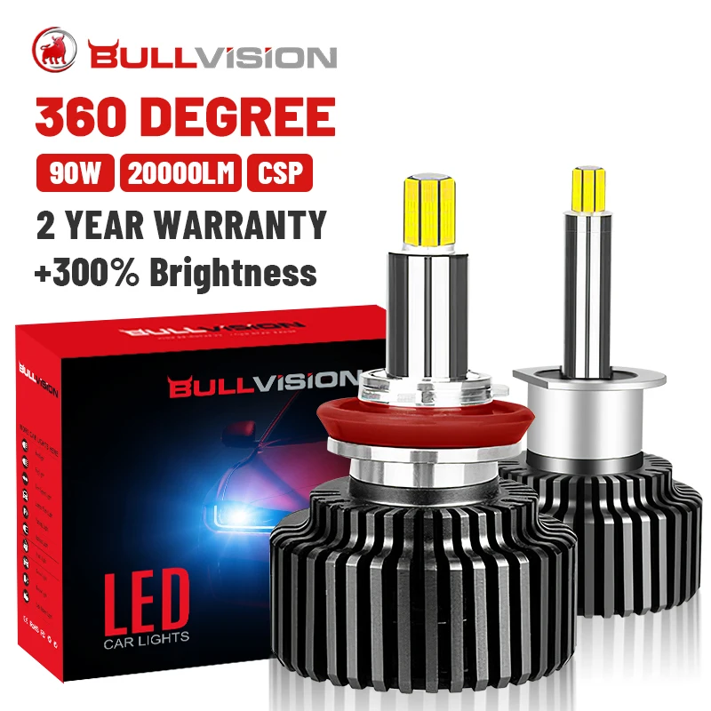 White Light 3 Year Warranty 40W 6000K 9007 LED Headlight Bulb 20000LM Extremely Brigh Hi&Low Dual Beam Conversion Kits Car Driving Lamps Replacement with 4-Side Chips 