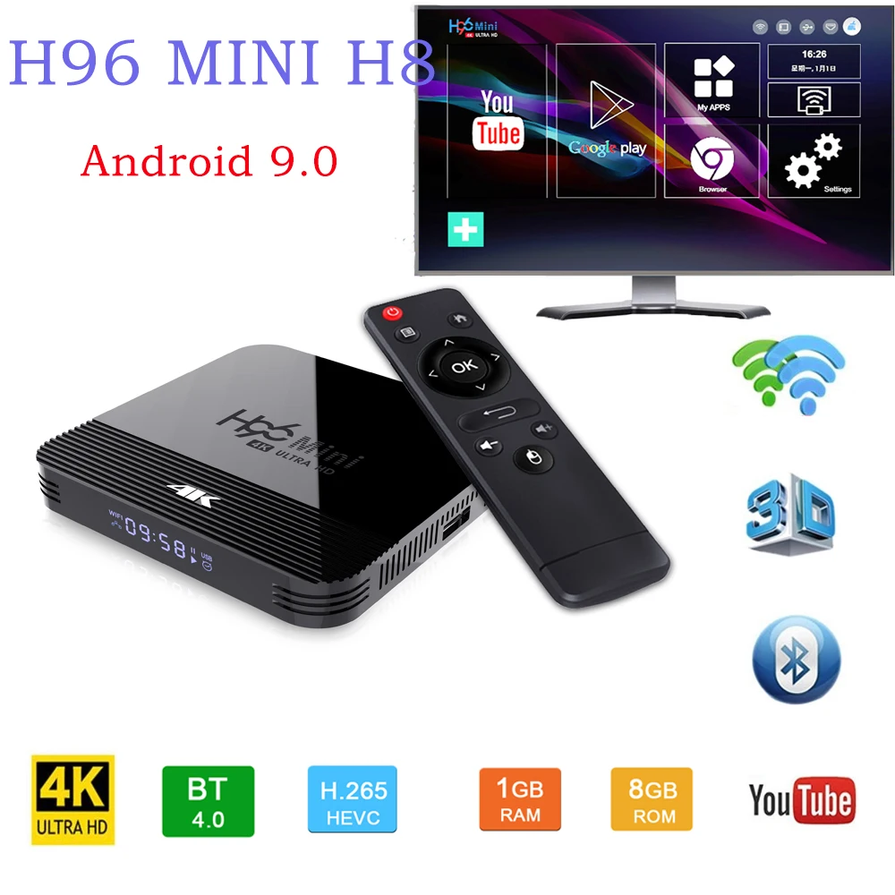 

H96 mini H8 9.0 Android Full HD1080P Smart TV Set Top Box 2G 16G 4k WiFi wireless set top box support for subscription IPTV