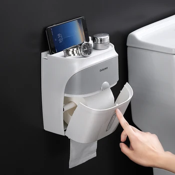 

Toilet Paper Holder Waterproof Wall Mounted for Toilet Paper Tray Roll Paper Tube Storage Box Tray Tissue Box Shelf Bathroom