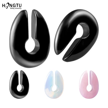 

HONGTU-2PC Keyhole Stone Ear Weights Plug Tunnels Expander Gauge Piercing Body Jewelry 2G 0G 00G Stretcher Earrings Fashion Gift