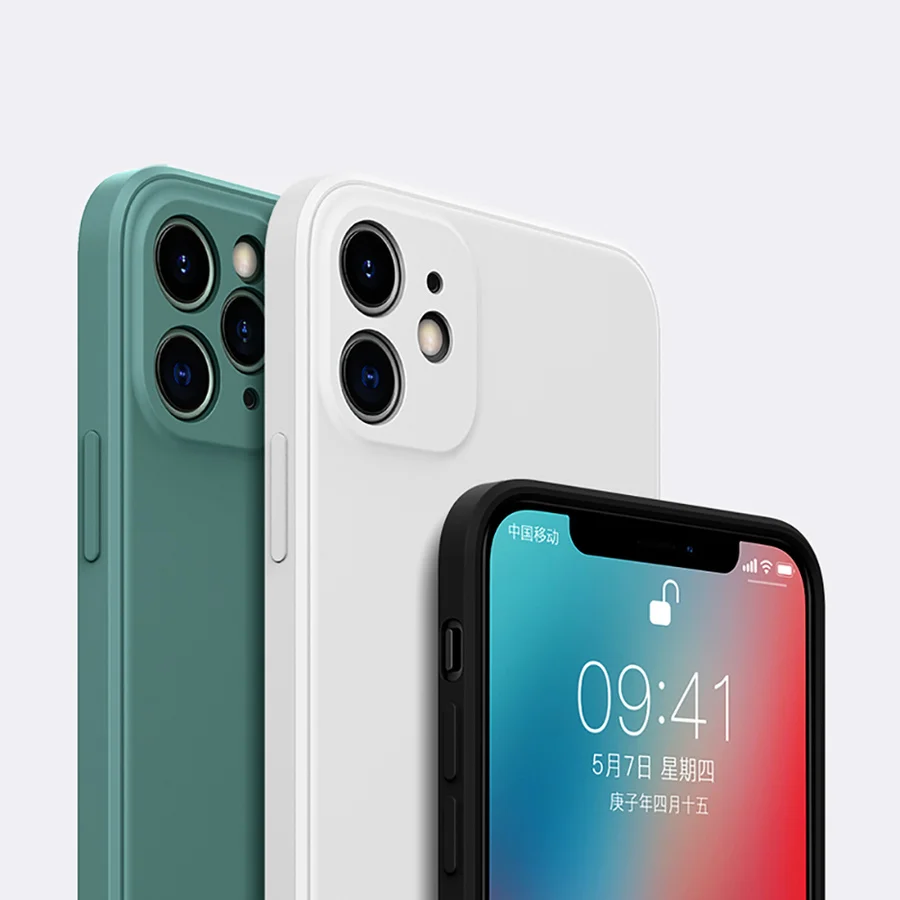 Luxury Orignal Square Soft Liquid Silicone Case For iPhone 11 12 13 Pro Max Mini X XS XR 6S 7 8 Plus SE 2020 Shockproof Cover