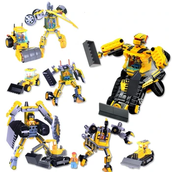 

Deformation engineering car robot boy interactive small particles assembled building blocks toy 8030