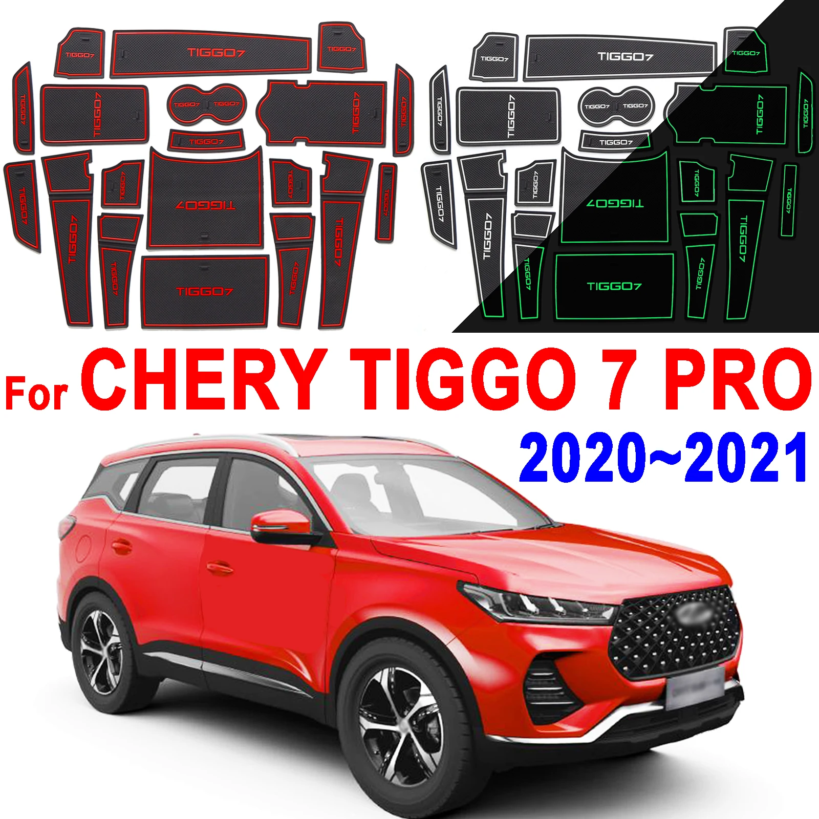 

For Chery Tiggo 7 Pro 2020 2021 Car Auto Slot Mat Cup Pad Door Mat Interior Anti-slip Cup Pad Gate Slot Pad Decoration Anti-Slip