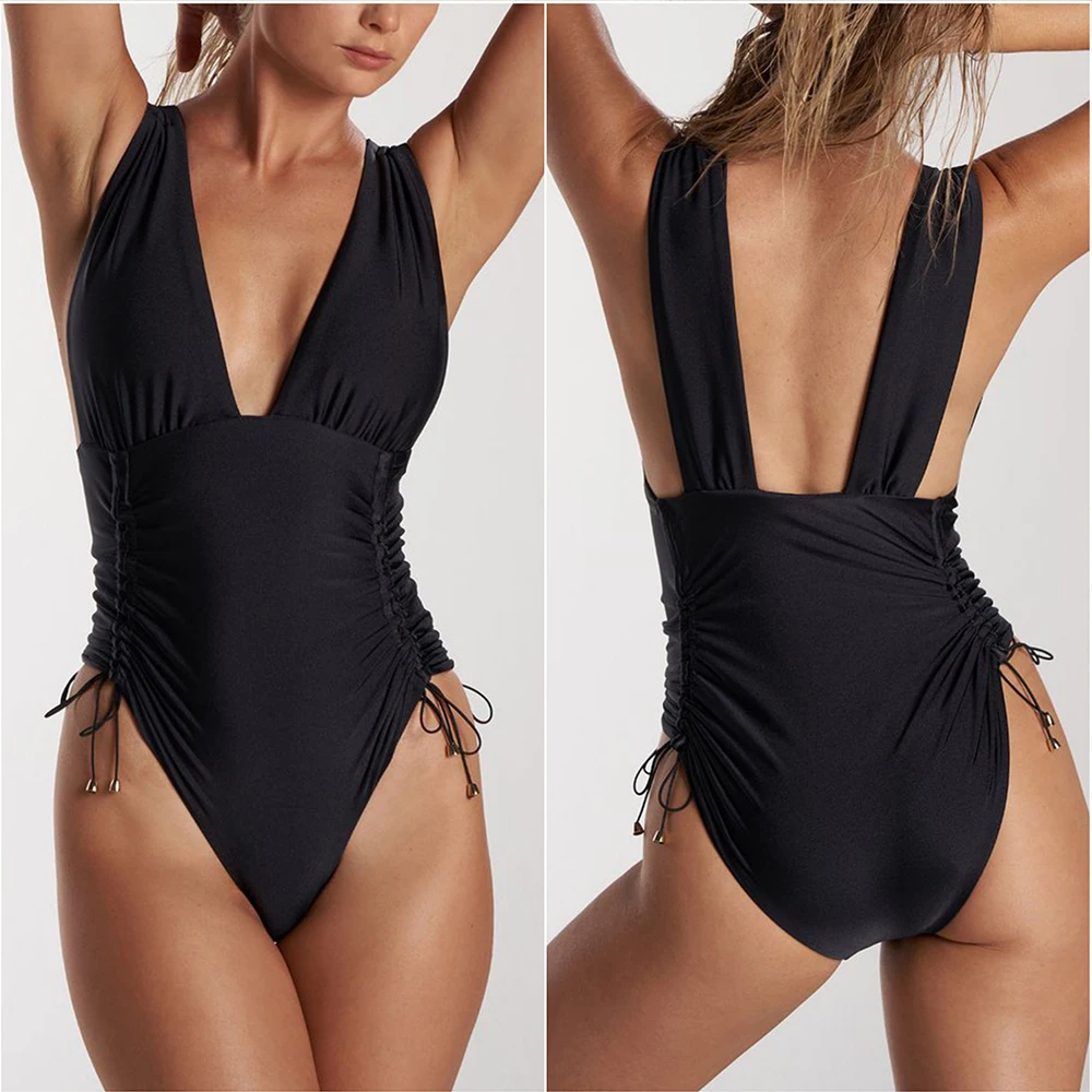 Сдельный Купальник слитный для женщин, длинные ноги, сексуальный купальник женский, глубокий v-образный вырез, монокини, ремень, регулируемое боди, стринги, пуш-ап, пляжная одежда, купальный костюм, купальники
