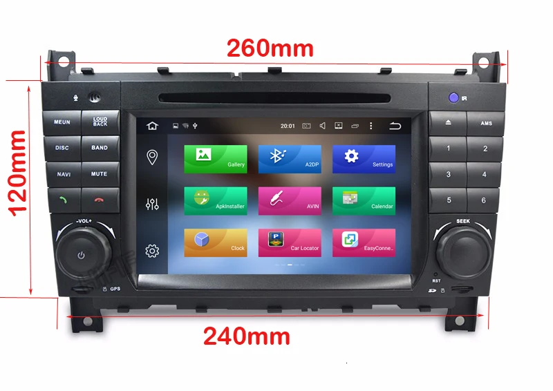Top DSP 7" 2 Din Quad Core Android 9.0 Car DVD GPS For Mercedes/Benz C Class W203 2004-2007 C200 C230 C240 C320 C350 CLK W209 04-11 2