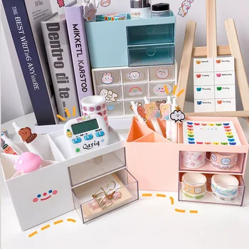 

Creative Pen Container Storage Box INS Office Desk Surface Panel Debris Finishing Box Students Simple Drawer-type Stationery Sto
