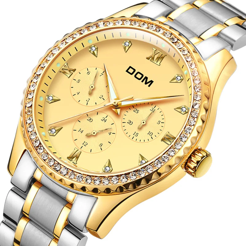 

Golden Men Watch Top Brand Luxury Waterproof Multifunction Fashion Quartz Watch Gold Business DOM Watch Men 2018 New Hot M-39
