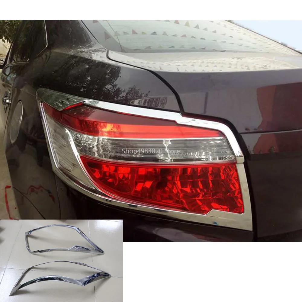 

Top Car detector ABS Chrome cover trim back tail rear light lamp frame parts 2pcs/set For Toyota Vios/Yaris/sedan 2014 2015 2016