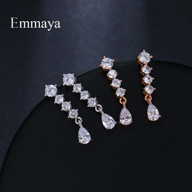 Emmaya, дизайн, геометрическая форма, постепенное изменение, с Каплевидным цирконием, два цвета, для женщин, длинные серьги, модные, вечерние