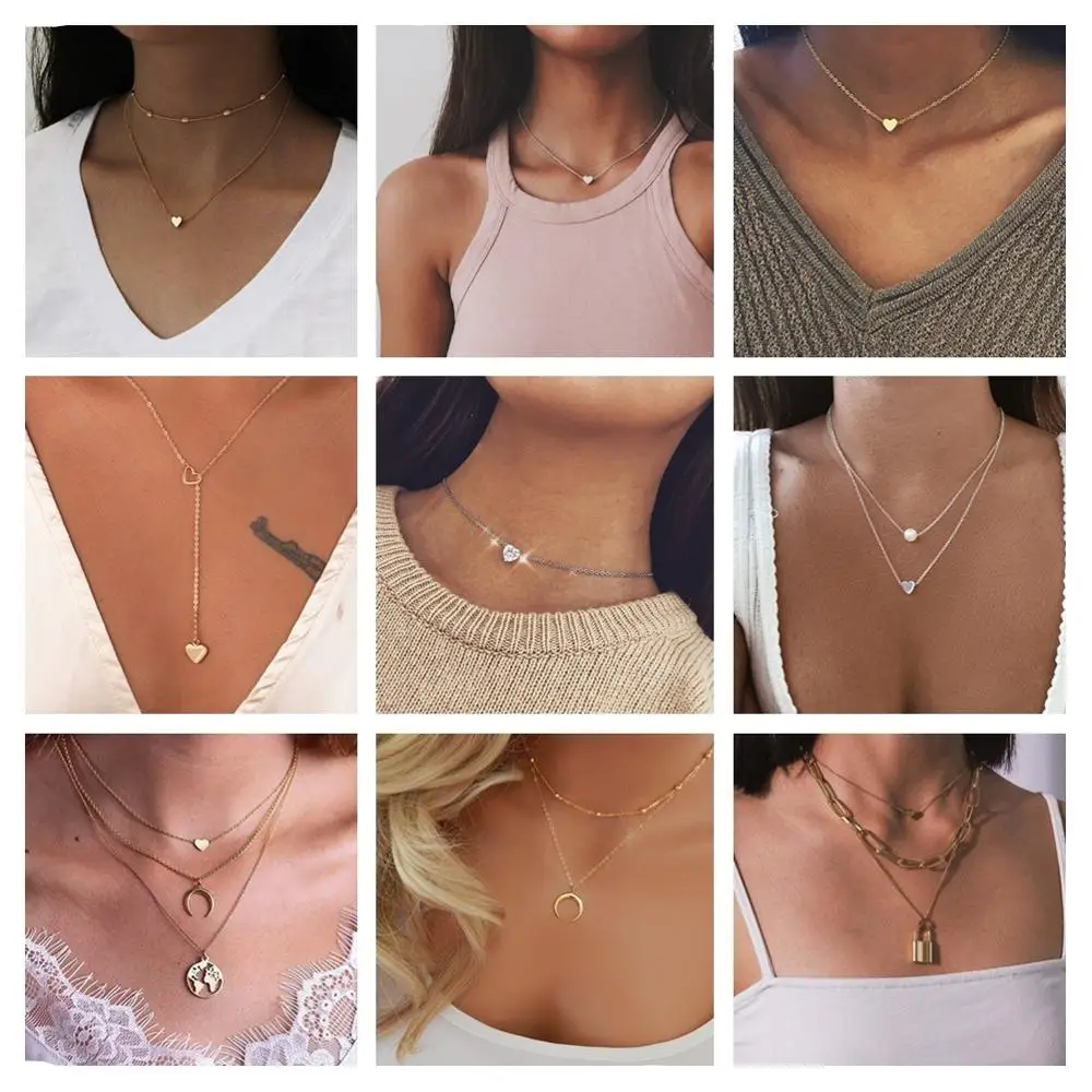 Collar de corazón de cristal para mujer, colgante de cadena corta de oro, colgante con abalorio, regalo para novias, novedad de 2020