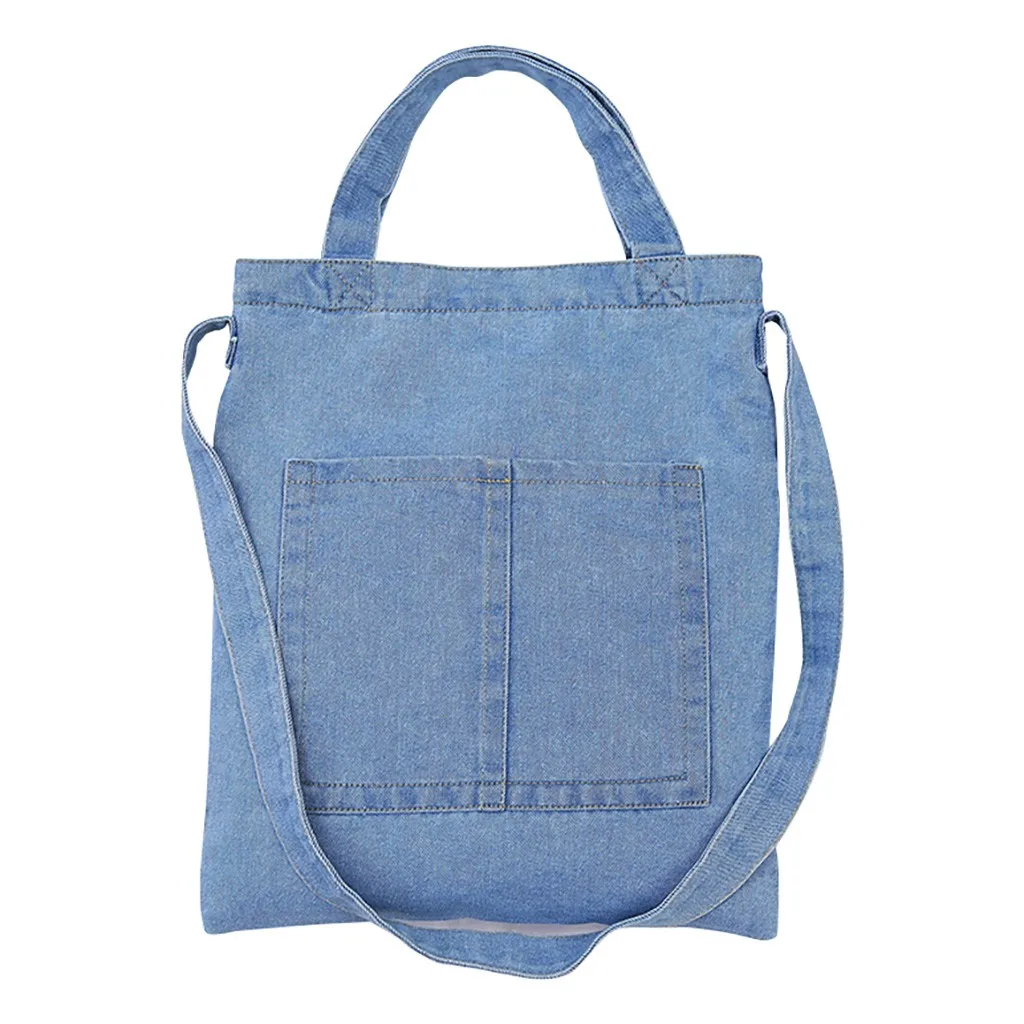 Женская Ретро однотонная Большая вместительная многоразовая хозяйственная сумка джинсовая сумка через плечо складные сумки для Покупок