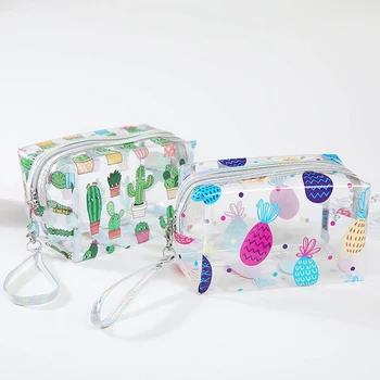 

Transparent Coin Purse Cute PVC Travel Makeup Bag Cactus Flamingo Pineapple Bag