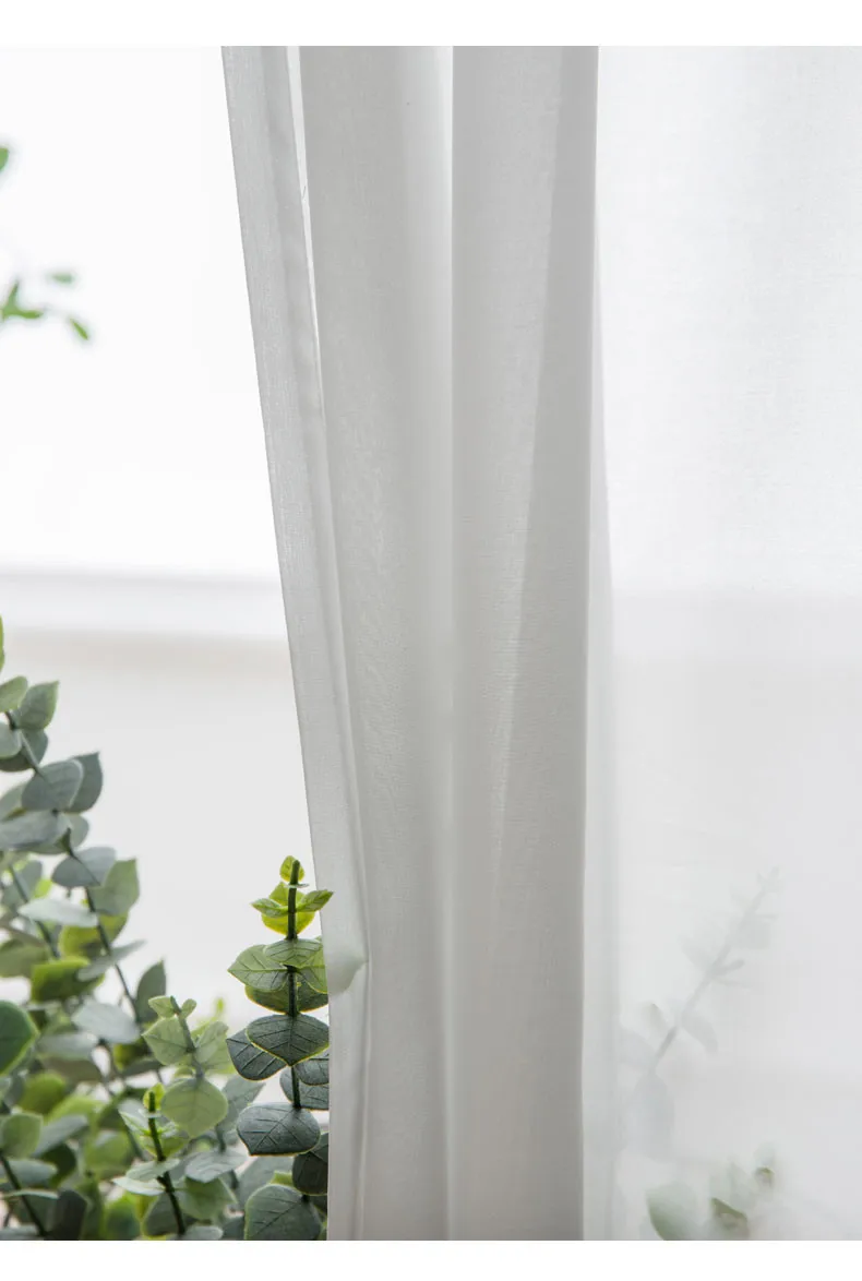 Super Soft Great Hand Feeling White Snow Tulle Curtains for Living Room Decor Modern Veil Chiffon Solid Sheer Voile Kitchen eyelet curtains