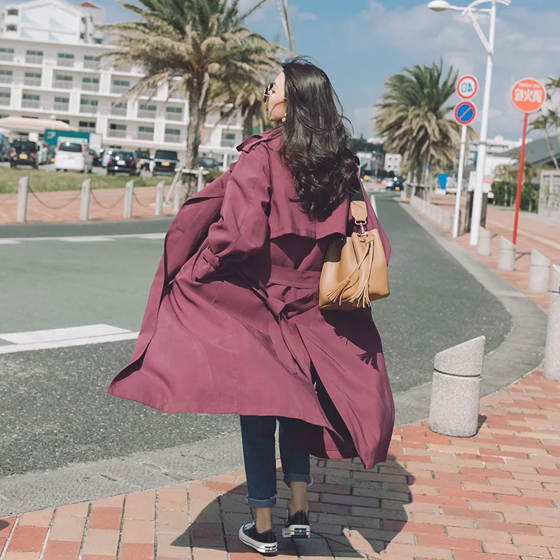 

Photo Shoot waitmore Trench Coat Women's Mid-length Spring And Autumn New Style Fashion Loose-Fit Overcoat Short-height Mori Gir