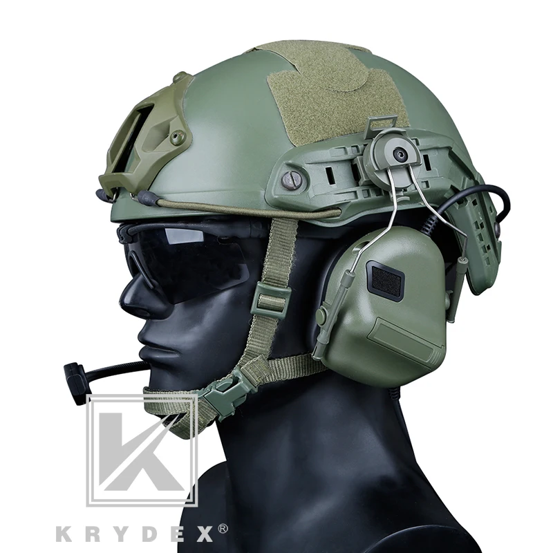 KRYDEX тактическая гарнитура W/рельсовый адаптер охотничья стрельба Peltor Comtac наушники для связи+ микрофон для быстрого MICH шлема