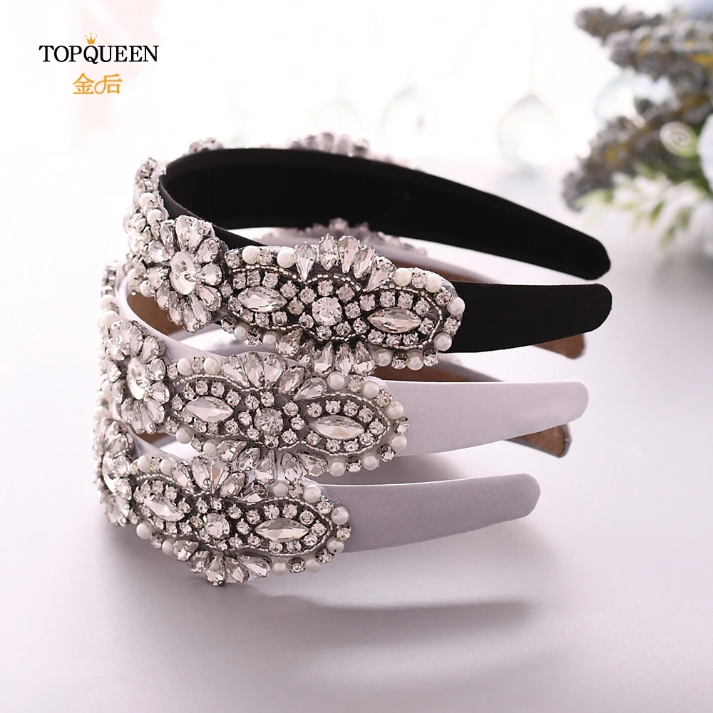 TOPQUEEN S237-FG Свадебные Стразы broque головная повязка свадебная тиара головные уборы серебряные стразы головная повязка Свадебные украшения для волос