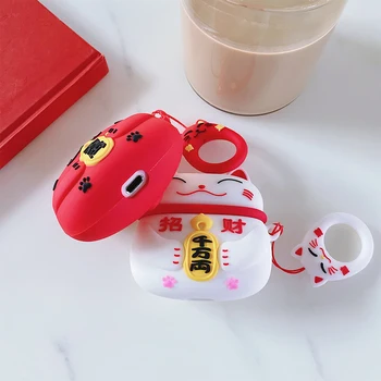 

Silicone Lucky Cat Case For Huawei Wireless Bluetooth Headset Sleeve With Buckle For Huawei Freebuds 3 Bluetooth earphone cases