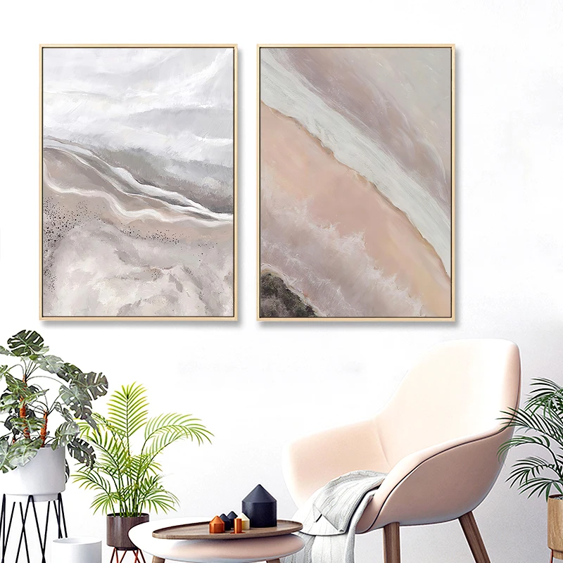 Nordic-Abstract-Sea-river-beach-Wall-Art-Canvas-Painting-pink-Retro-Poster-Print-Wall-Picture-for (2)