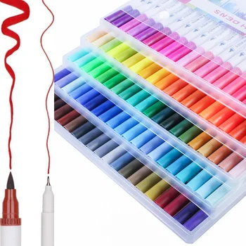 

100 Color Dual Marker Felt Tip school Supplies calligraphy pen Drawing Manga art Marker dual tip watercolor Brush Pen