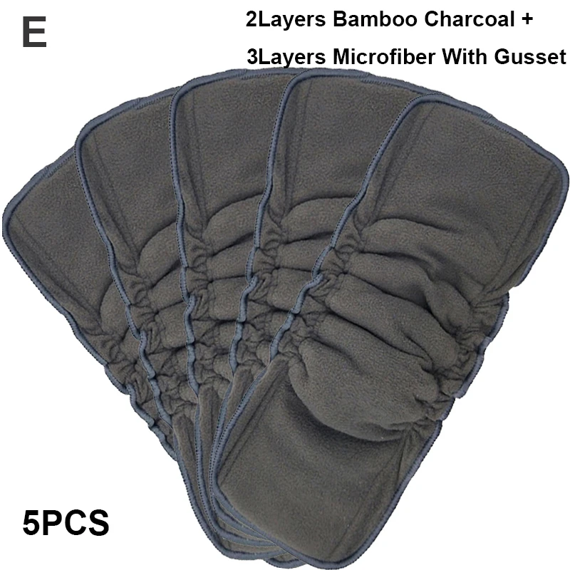 5 шт Многоразовые моющиеся вкладыши для настоящий карман ткань подгузник микрофибра бамбуковый уголь подгузник Вставка - Цвет: Choice E