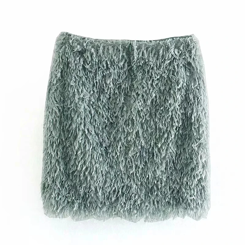 Увядшие зимние английские винтажные вечерние мини-юбки из искусственного пера с высокой талией, женские юбки faldas mujer moda