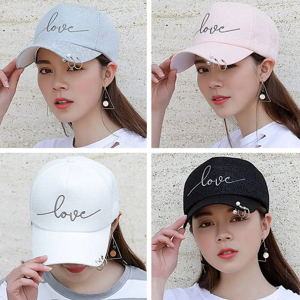 Новое поступление, Высококачественная Кепка snapback, железный обруч с бусинами на козырьке, шапка с вышивкой love для женщин, бейсболка