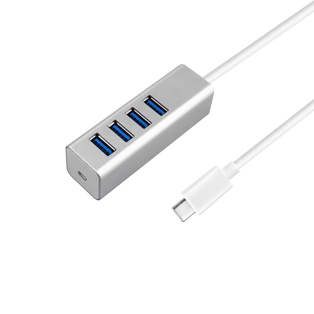 USB 3,0 концентратор с 4 портами, алюминиевый портативный OTG концентратор, usb-разветвитель для Macbook, ноутбука, ПК, планшета, компьютера, аксессуары - Цвет: USB Type C 30cm