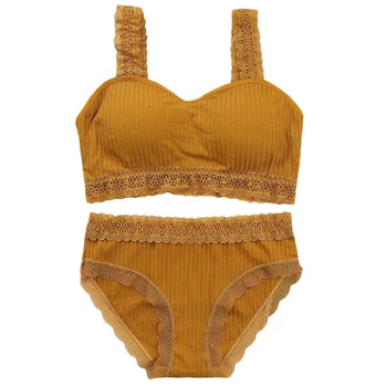 

High Quality Women Seamless Cotton Bra Sets Breathable Casual Tube Tops Bralette Lingeries Sets Bra Panties Set нижнее белье