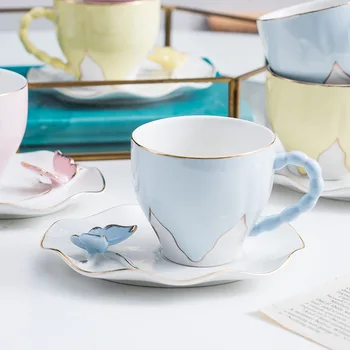 

Creative Ceramic Cup Coffee Mug Simple Gold Rim Solid Color Turkish Coffee Cups 2pcs Nordic Design Tasse A Cafe Drinkware BE50MU