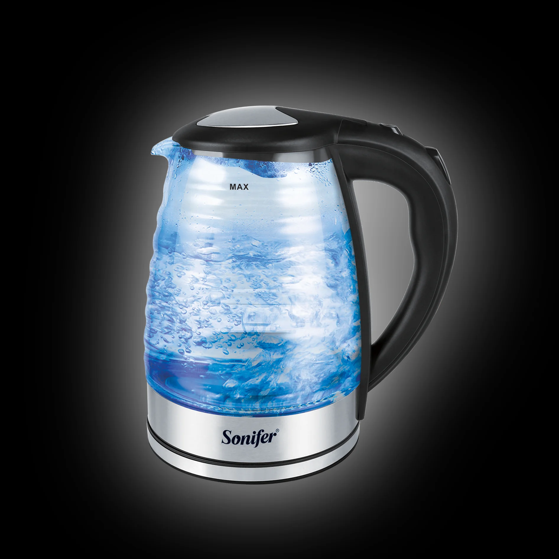 1.8л электрический стеклянный чайник прозрачный синий светодиодный светильник 1500 Вт бытовой кухонный быстрый нагрев Электрический заварочный чайник Sonifer