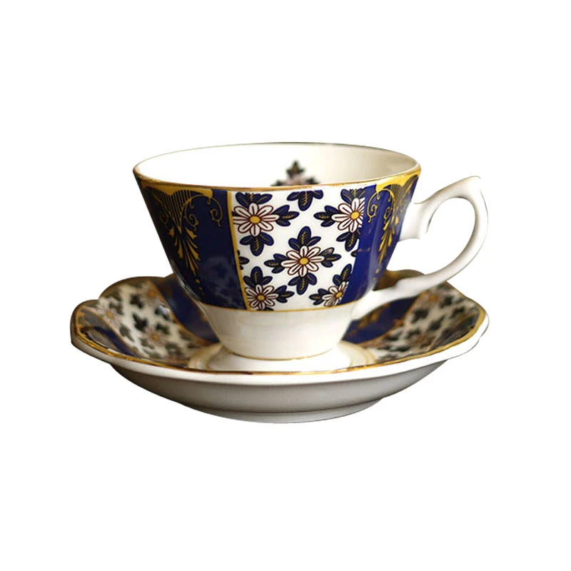 

English Palace Style Bone China Coffee Cup And Saucer Party Tea Cups Mug Dessert Plate Home Drinkware