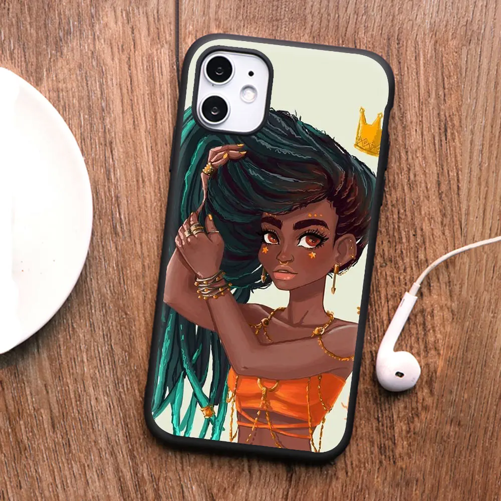 PUNQZY меланин Poppin Queen чехол для телефона iPhone 12 pro 11 max XS MAX XR X 6S 7 8 Plus афро Черный