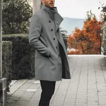 Высококачественный Мужской плащ, зимнее классическое тонкое длинное пальто, мужской осенний Тренч, однотонная Длинная ветровка, винтажное пальто
