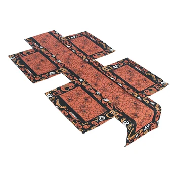 

5pcs/set Restaurant Pumpkin Halloween Decor Spider Web Festival Home Event Holiday Table Runner Placemat Dinner Party Banquet