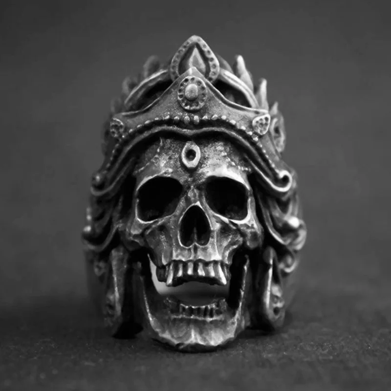 Уникальное кольцо в стиле панк, готика, сатанин, демон, сорат, Череп, для мужчин, 316L, нержавеющая сталь, байкерское кольцо, Baphomet, ювелирное изделие, подарок - Цвет основного камня: Pic Show