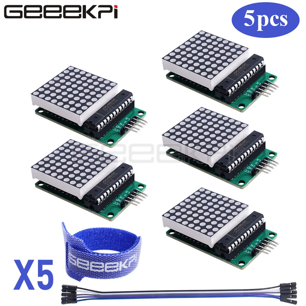 GeeekPi 5 Pack MAX7219 Dot модуль светодиодной матрицы 8*8 MCU светодиодный дисплей управления
