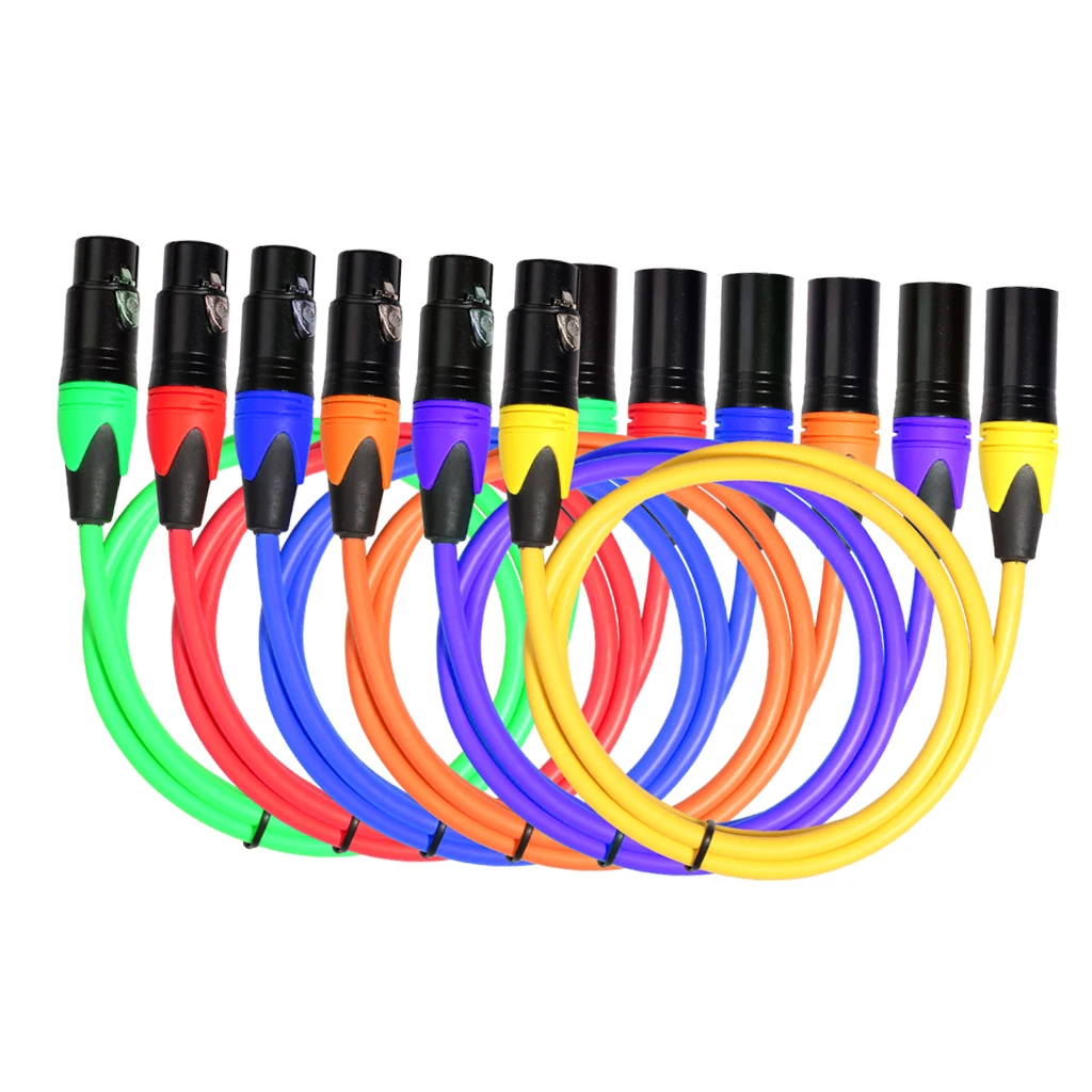 XLR M To XLR F 3 Pin Better Contacts Balanced Microphone Audio Cable 6 Colors 6 Ft