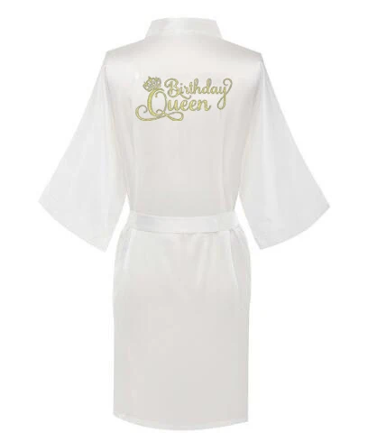 Women Sleepwear Silk Robe Birthday Girl Squad Kimono Robe Bathrobe Women Silk Birthday Robes Sexy Nightwear Satin Robe Ladies Dressing Gowns