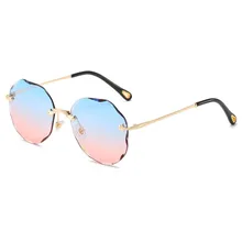 New Rimless Sunglasses Women Gradient Shades Trim Lenses Woman's Sun Glasses Outdoor Ocean Sunglass