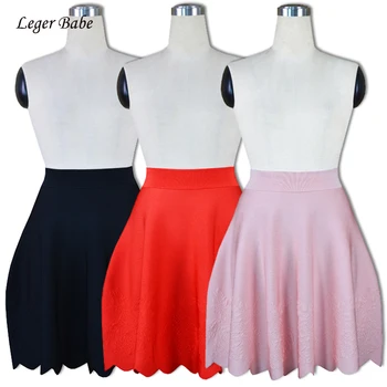 

New Fashion Women Ball Gown Bandage Skirts Sexy Bodycon Jacquard Knitted Nightclub Party Elegant Skirt Verano Pink Red Black