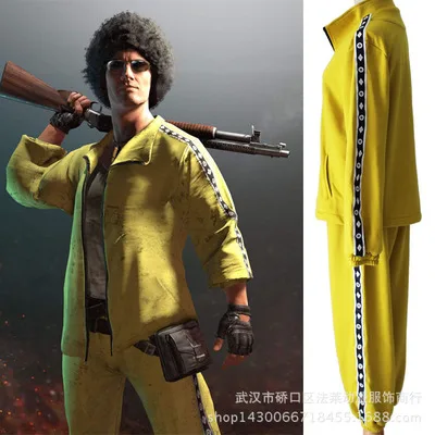 Игра PLAYERUNKNOWNS BATTLEGROUNDS Косплей PUBG желтый комплект спортивной одежды желтая одежда брюки реквизит Мужская Боевая одежда
