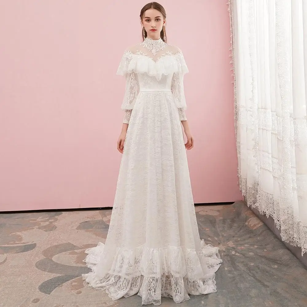 Victorian high neck wedding dress Clearance