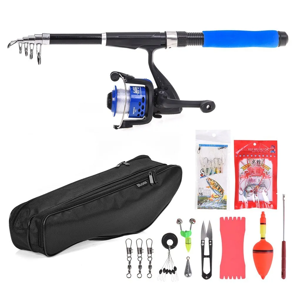 Fishing Reel Rod Combo Telescopic Fishing Rod and Spinning Reel Set Baits Hooks Fishing Bag Kit Fishing Tackle Set