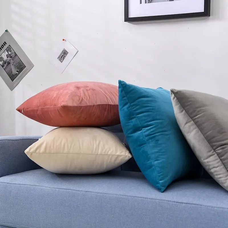 

Modern Simple Solid Color Cushion Cover Velvet Super Soft Throw Pillows For Sofa Home Decor Comfortable 3 Sizes Drop Shipping