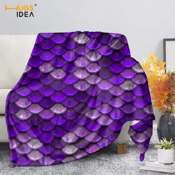 

HUGSIDEA 3D Mermaid/Dragon Scales Nap Throw Blanket Super Soft Microfiber Velvet Plush On Bed Travel Beach Towel Travel Blanket