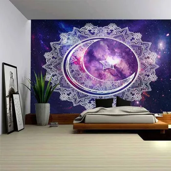 

Starry Mandala Star Moon Tapestry Wall Hanging Hippie Tapestry Wall Carpet Thin Bedspread Backdrop Decor Psychedelic Tapestry