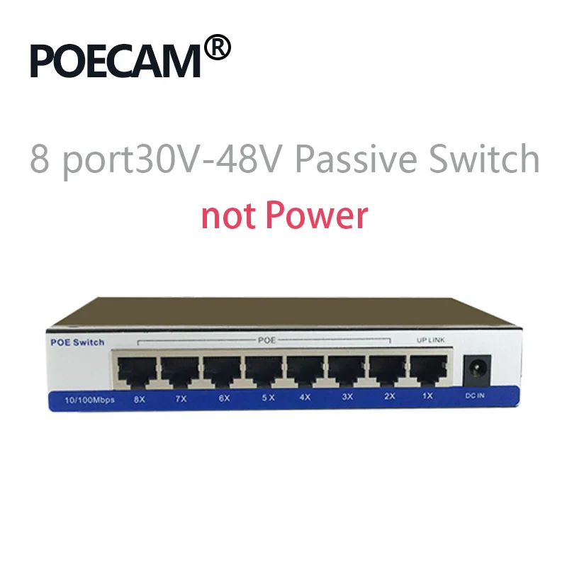 Only Switch 48V Переключатель 8 портов Пассивный PoE инжектор 12 В 24 в 48 В питания AP ip-камера светодиодный экран беспроводной телефон 45/+ 78/-Smart city Net power - Цвет: Only Switch 48V