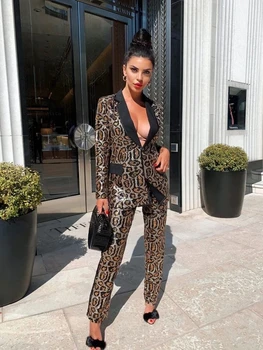 

2020 Winter Women Bandage Suit Long Sleeve Turn Down Collar Button Sequins Geometric Cotton Party bodycon Two Piece Suit Vestido